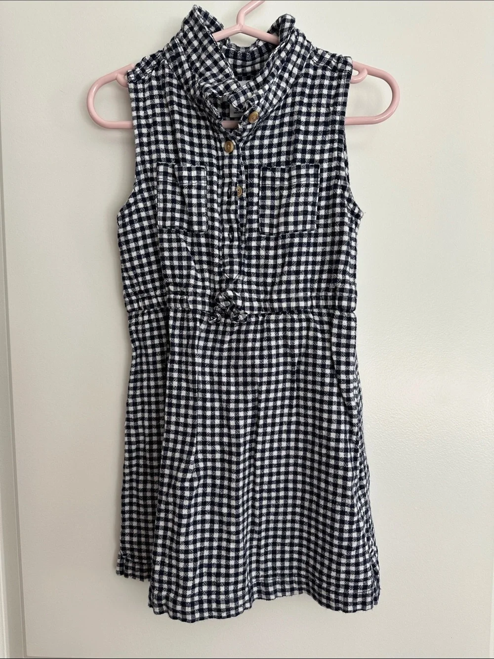 Old Navy Navy & White Gingham Sleeveless Shirt Dress